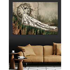 Eski Saat Ve Merdiven Dekoratif Kanvas - Mdf Ahşap Tablo 35x50 cm
