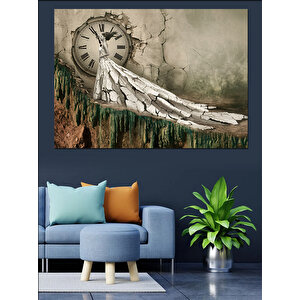Eski Saat Ve Merdiven Dekoratif Kanvas - Mdf Ahşap Tablo 35x50 cm