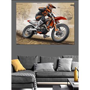 Motokros Yarışçısı Dekoratif Kanvas - Mdf Ahşap Tablo 50x70 cm