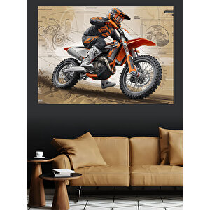 Motokros Yarışçısı Dekoratif Kanvas - Mdf Ahşap Tablo 50x70 cm