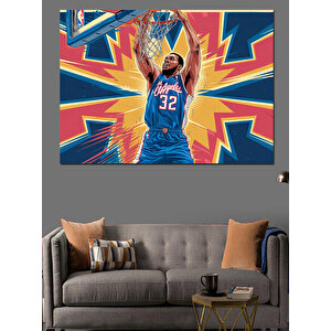 Basketbolcu Zıplama Anı Dekoratif Kanvas - Mdf Ahşap Tablo 25x35 cm