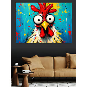 Şaşkın Tavuk Portresi Dekoratif Kanvas - Mdf Ahşap Tablo 35x50 cm
