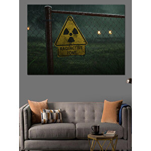 Radyoaktif Tehlike Uyarı Tabelası Dekoratif Kanvas - Mdf Ahşap Tablo 35x50 cm