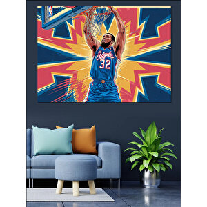 Basketbolcu Zıplama Anı Dekoratif Kanvas - Mdf Ahşap Tablo 50x70 cm