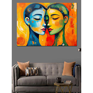Soyut Çift Portresi Dekoratif Kanvas - Mdf Ahşap Tablo 35x50 cm