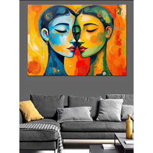Soyut Çift Portresi Dekoratif Kanvas - Mdf Ahşap Tablo