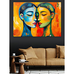 Soyut Çift Portresi Dekoratif Kanvas - Mdf Ahşap Tablo 70x100 cm