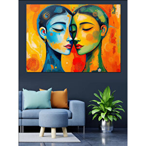Soyut Çift Portresi Dekoratif Kanvas - Mdf Ahşap Tablo 70x100 cm