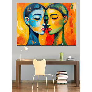 Soyut Çift Portresi Dekoratif Kanvas - Mdf Ahşap Tablo