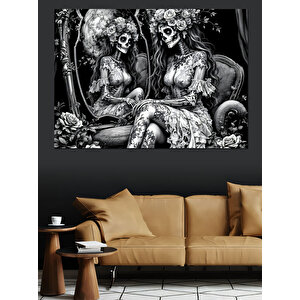 Siyah Beyaz Mistik Sahne Dekoratif Kanvas - Mdf Ahşap Tablo