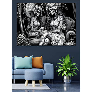 Siyah Beyaz Mistik Sahne Dekoratif Kanvas - Mdf Ahşap Tablo