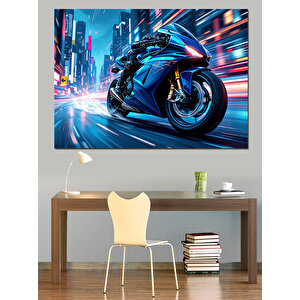 Gece Yarısı Hızlı Motor Dekoratif Kanvas - Mdf Ahşap Tablo 25x35 cm