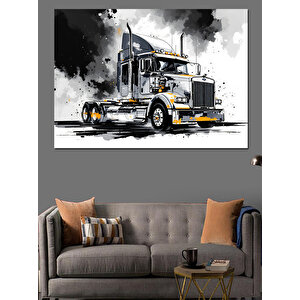 Siyah Beyaz Tır Görseli Dekoratif Kanvas - Mdf Ahşap Tablo 35x50 cm
