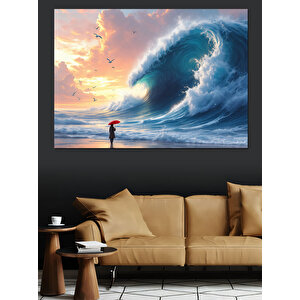 Büyük Okyanus Dalgası Dekoratif Kanvas - Mdf Ahşap Tablo 70x100 cm