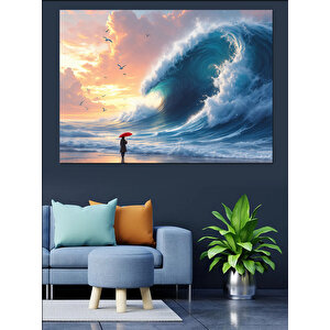 Büyük Okyanus Dalgası Dekoratif Kanvas - Mdf Ahşap Tablo 70x100 cm
