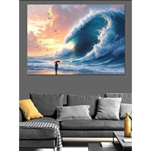 Büyük Okyanus Dalgası Dekoratif Kanvas - Mdf Ahşap Tablo 50x70 cm