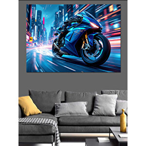 Gece Yarısı Hızlı Motor Dekoratif Kanvas - Mdf Ahşap Tablo 50x70 cm