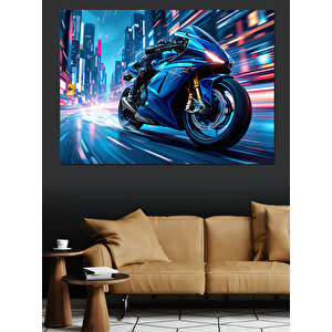 Gece Yarısı Hızlı Motor Dekoratif Kanvas - Mdf Ahşap Tablo 50x70 cm
