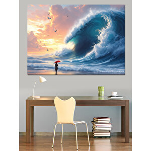 Büyük Okyanus Dalgası Dekoratif Kanvas - Mdf Ahşap Tablo
