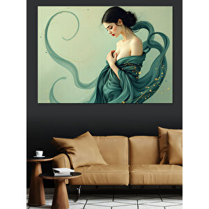 Zarif Duruşlu Kadın Portresi Dekoratif Kanvas - Mdf Ahşap Tablo 35x50 cm