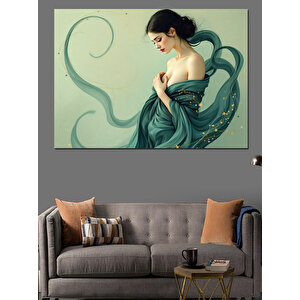 Zarif Duruşlu Kadın Portresi Dekoratif Kanvas - Mdf Ahşap Tablo