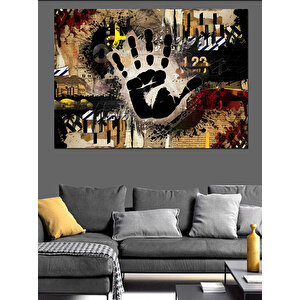 Soyut El Ve Parmak İzi Dekoratif Kanvas - Mdf Ahşap Tablo 50x70 cm