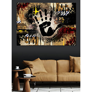 Soyut El Ve Parmak İzi Dekoratif Kanvas - Mdf Ahşap Tablo