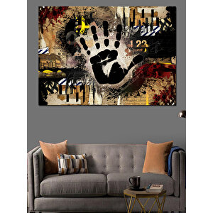 Soyut El Ve Parmak İzi Dekoratif Kanvas - Mdf Ahşap Tablo 35x50 cm