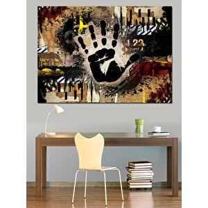 Soyut El Ve Parmak İzi Dekoratif Kanvas - Mdf Ahşap Tablo 35x50 cm