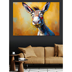 Komik Eşek Dekoratif Kanvas - Mdf Ahşap Tablo 100x140 cm