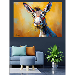 Komik Eşek Dekoratif Kanvas - Mdf Ahşap Tablo 100x140 cm