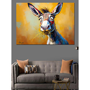 Komik Eşek Dekoratif Kanvas - Mdf Ahşap Tablo 100x140 cm