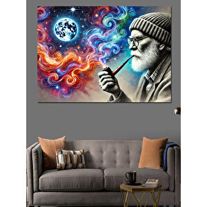 Bilge Adam Ve Pipo Dekoratif Kanvas - Mdf Ahşap Tablo 35x50 cm