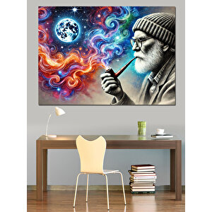 Bilge Adam Ve Pipo Dekoratif Kanvas - Mdf Ahşap Tablo