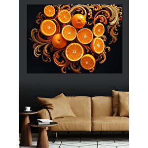 Turuncu Dilim Kompozisyonu Dekoratif Kanvas - Mdf Ahşap Tablo 100x140 cm