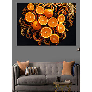 Turuncu Dilim Kompozisyonu Dekoratif Kanvas - Mdf Ahşap Tablo