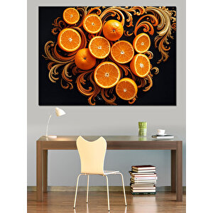 Turuncu Dilim Kompozisyonu Dekoratif Kanvas - Mdf Ahşap Tablo