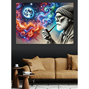 Bilge Adam Ve Pipo Dekoratif Kanvas - Mdf Ahşap Tablo 50x70 cm