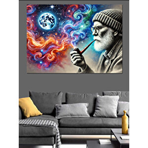 Bilge Adam Ve Pipo Dekoratif Kanvas - Mdf Ahşap Tablo