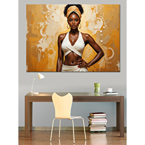 Zarif Beyaz Elbiseli Kadın Dekoratif Kanvas - Mdf Ahşap Tablo 50x70 cm