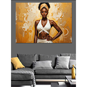 Zarif Beyaz Elbiseli Kadın Dekoratif Kanvas - Mdf Ahşap Tablo 50x70 cm