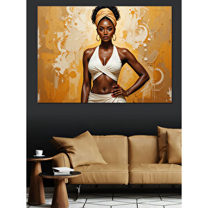 Zarif Beyaz Elbiseli Kadın Dekoratif Kanvas - Mdf Ahşap Tablo 50x70 cm