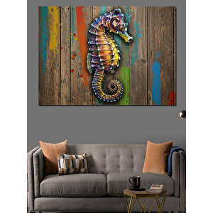 Tahta Üzerinde Bukalemun Dekoratif Kanvas - Mdf Ahşap Tablo