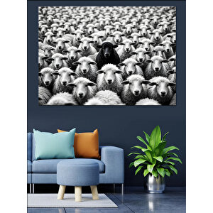 Sürünün Ortasında Siyah Dekoratif Kanvas - Mdf Ahşap Tablo 70x100 cm