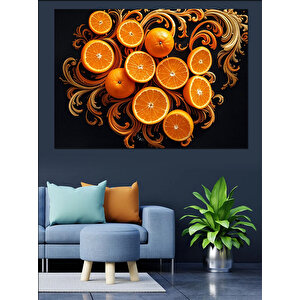 Turuncu Dilim Kompozisyonu Dekoratif Kanvas - Mdf Ahşap Tablo 50x70 cm
