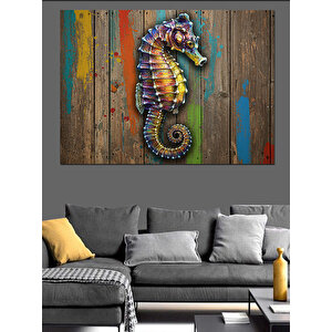 Tahta Üzerinde Bukalemun Dekoratif Kanvas - Mdf Ahşap Tablo 35x50 cm