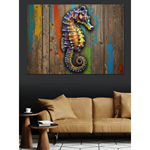 Tahta Üzerinde Bukalemun Dekoratif Kanvas - Mdf Ahşap Tablo 35x50 cm