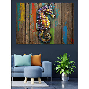 Tahta Üzerinde Bukalemun Dekoratif Kanvas - Mdf Ahşap Tablo 35x50 cm