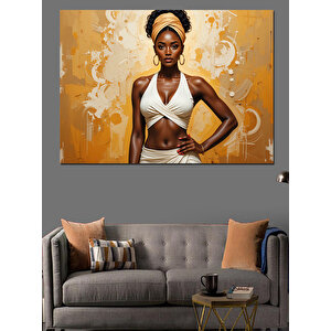 Zarif Beyaz Elbiseli Kadın Dekoratif Kanvas - Mdf Ahşap Tablo