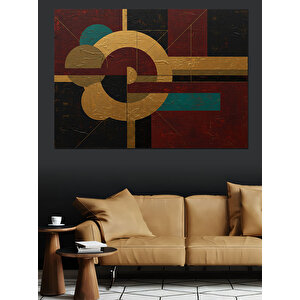 Geometrik Bloklu Arka Plan Dekoratif Kanvas - Mdf Ahşap Tablo